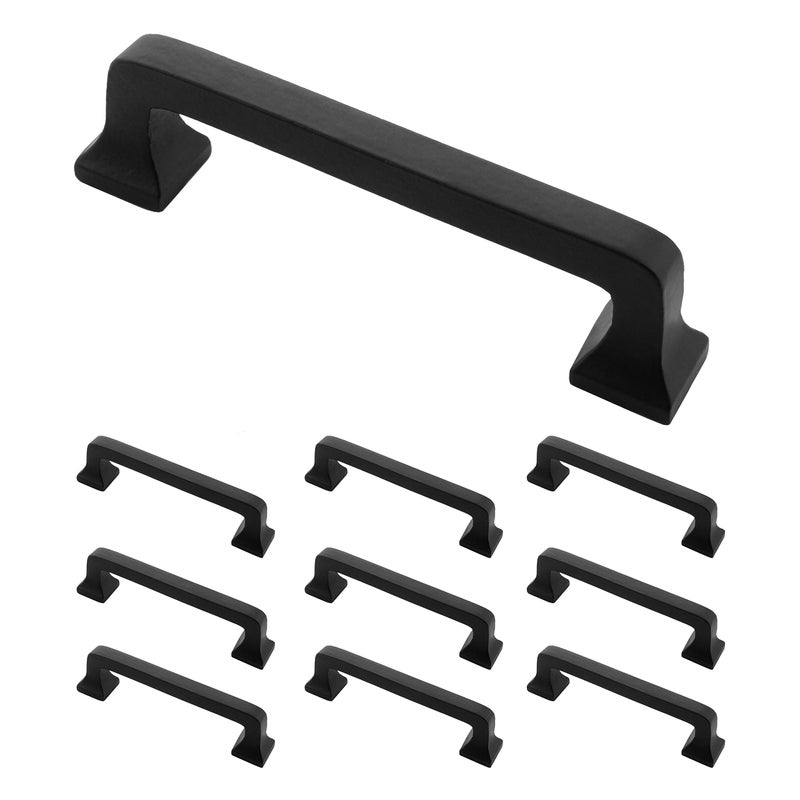Iron Valley Hardware Iron Valley - 4" C2C Square Contemporary Cabinet Handle Pull - Black - Solid Cast Iron (10 Pack) - Image 1